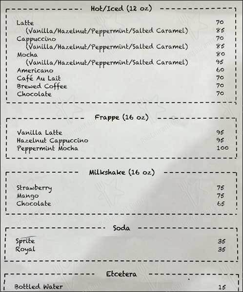 Menu at Hash cafe, Cebu City