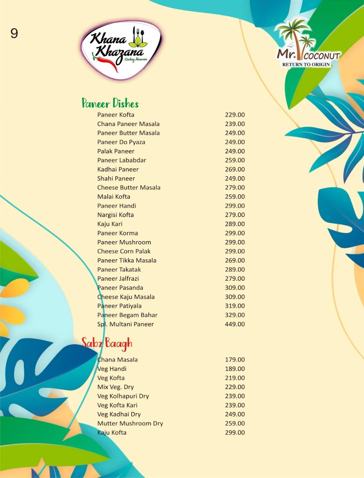 Mr.Coconut Cafe Barbeque And Resturant menu