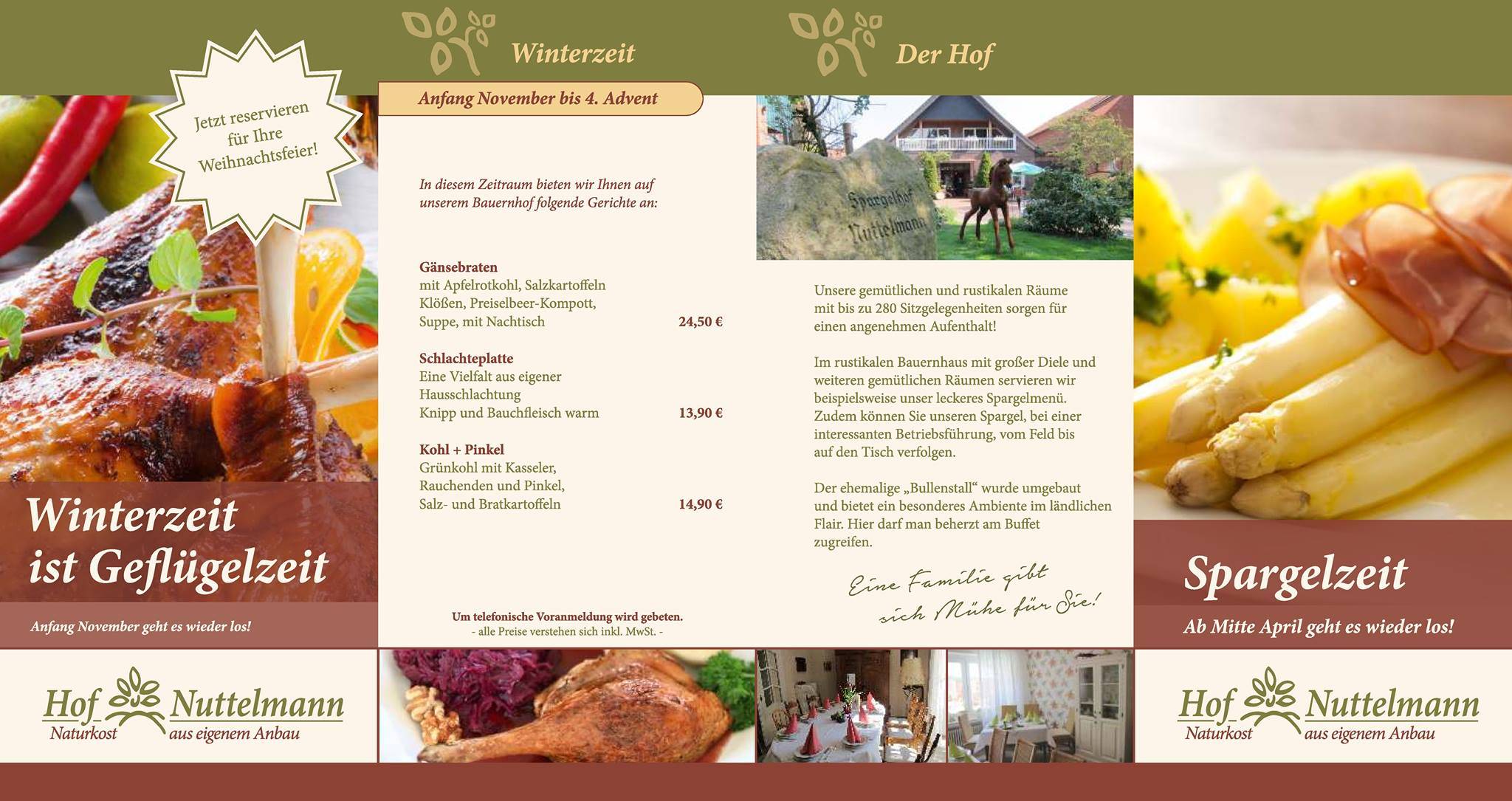 Speisekarte von Hof Nuttelmann restaurant, Steyerberg