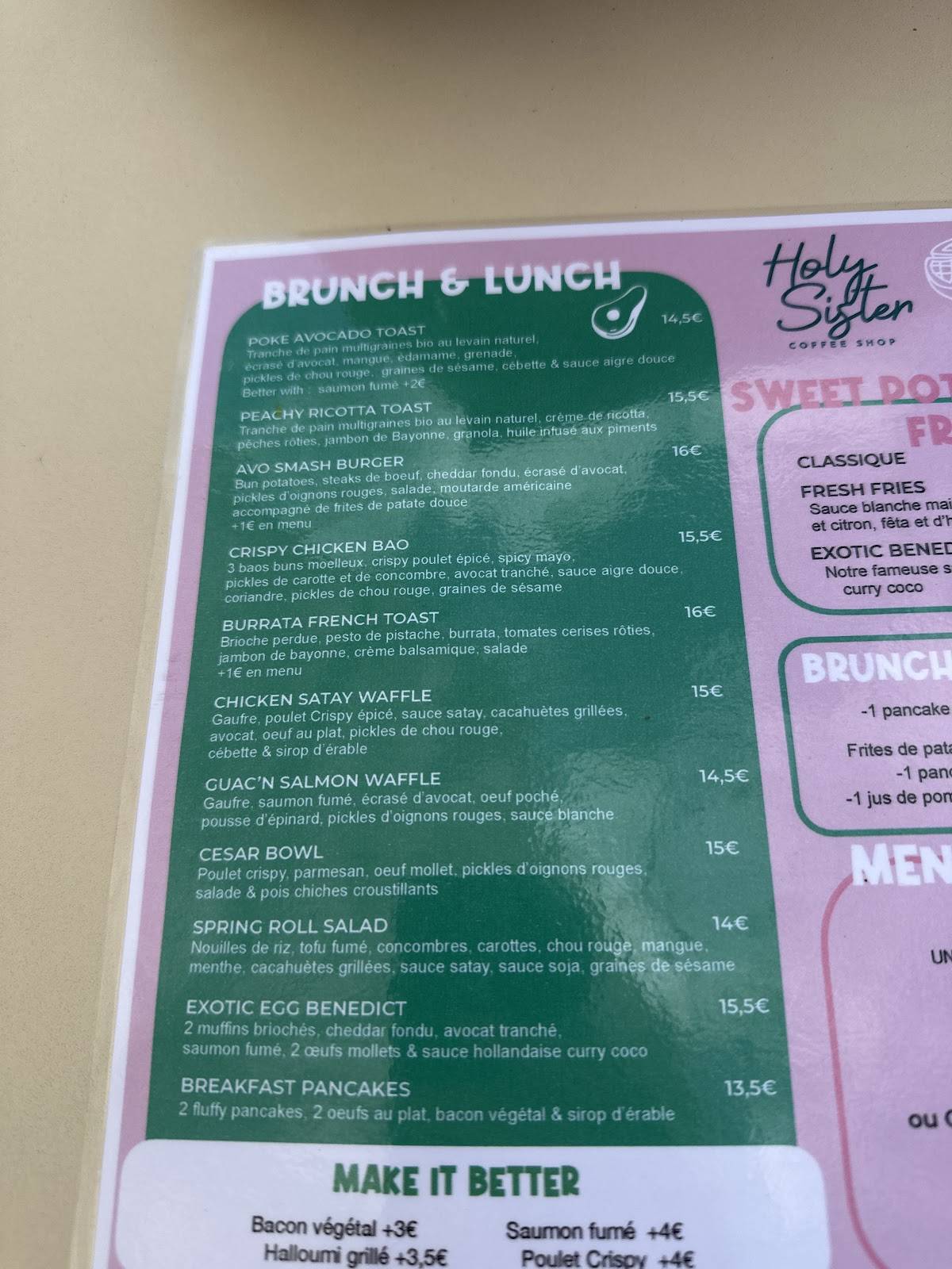Menu de Holy Sister Compiègne