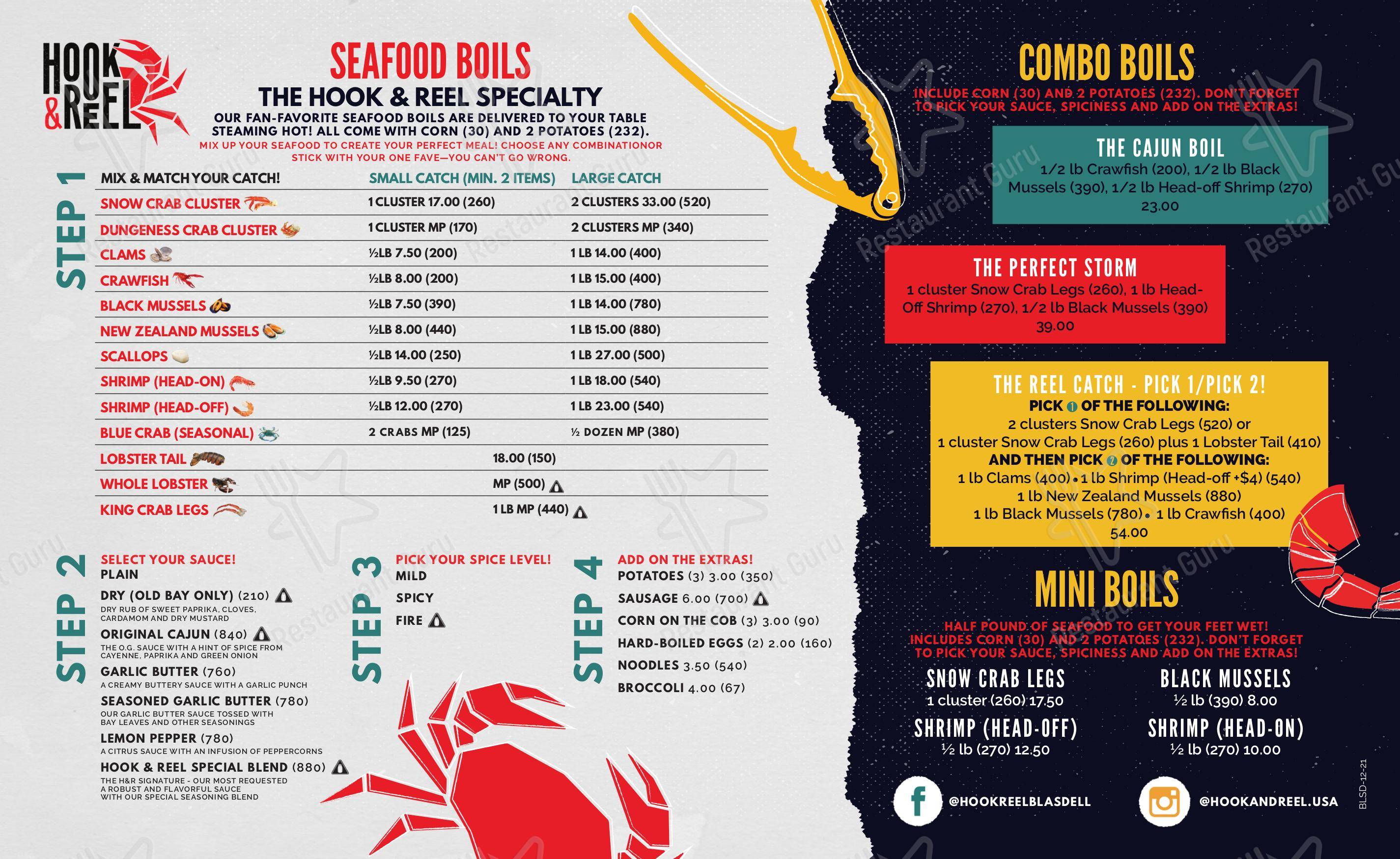 Carta de Hook &amp; Reel Cajun Seafood &amp; Bar, Blasdell
