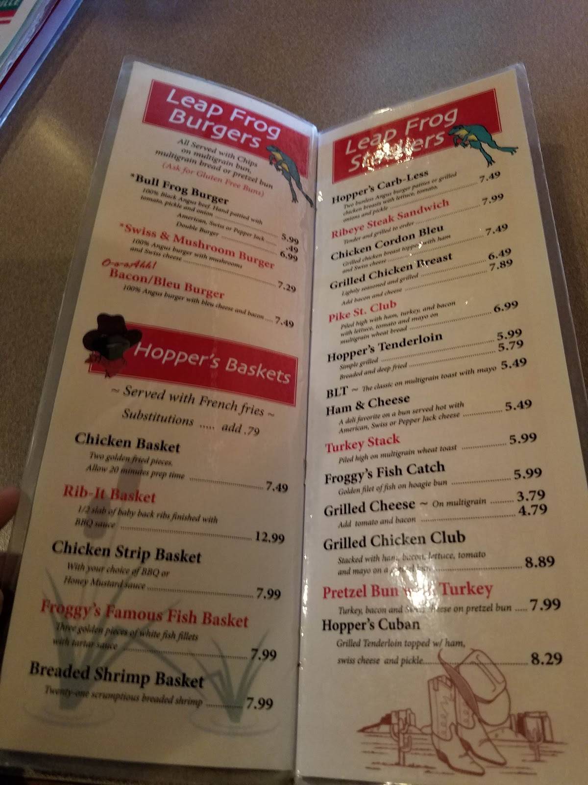 Menu at Hoppers Pike Street Grill pub & bar, Goshen
