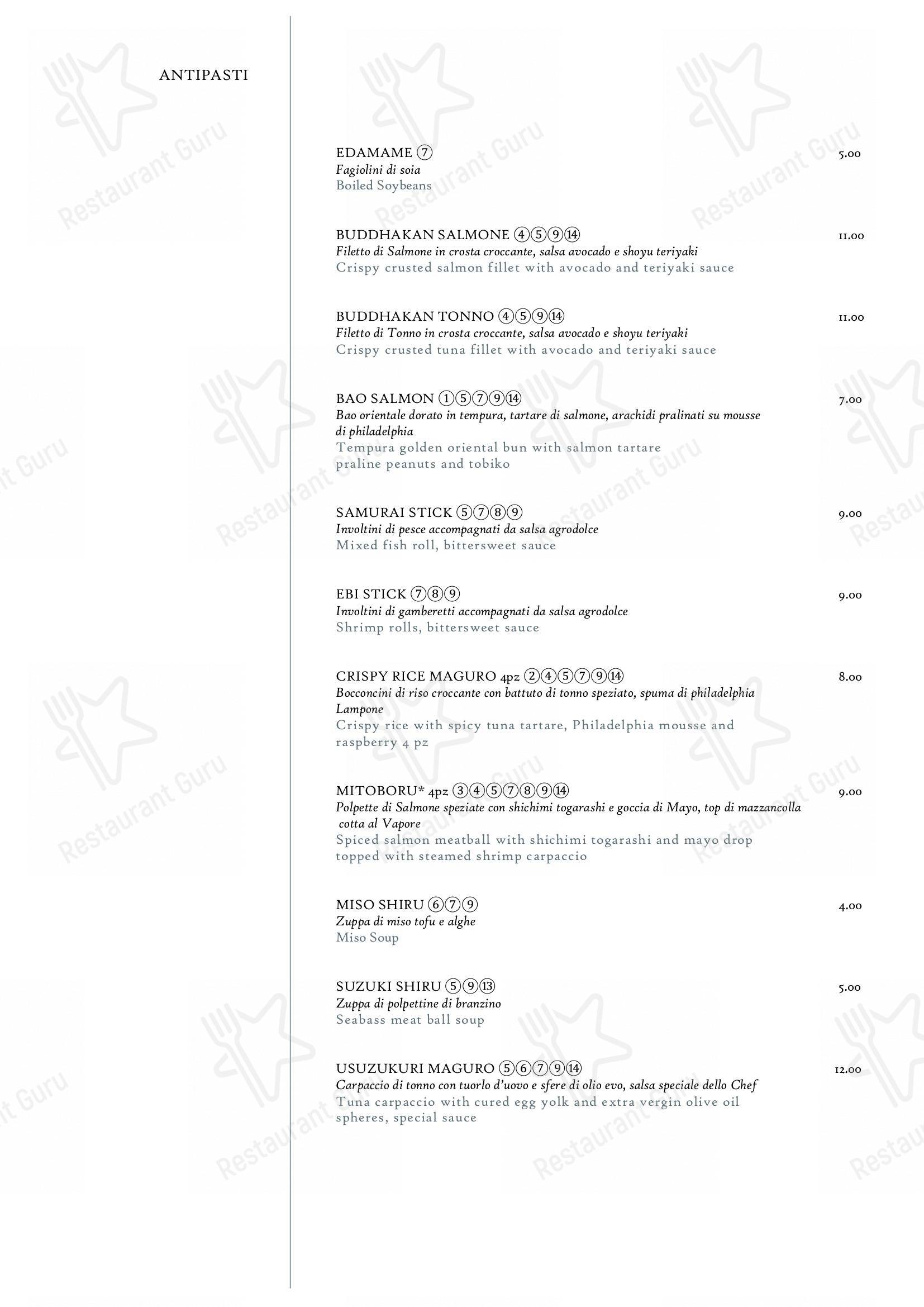 Menu per Hoseki ristorante