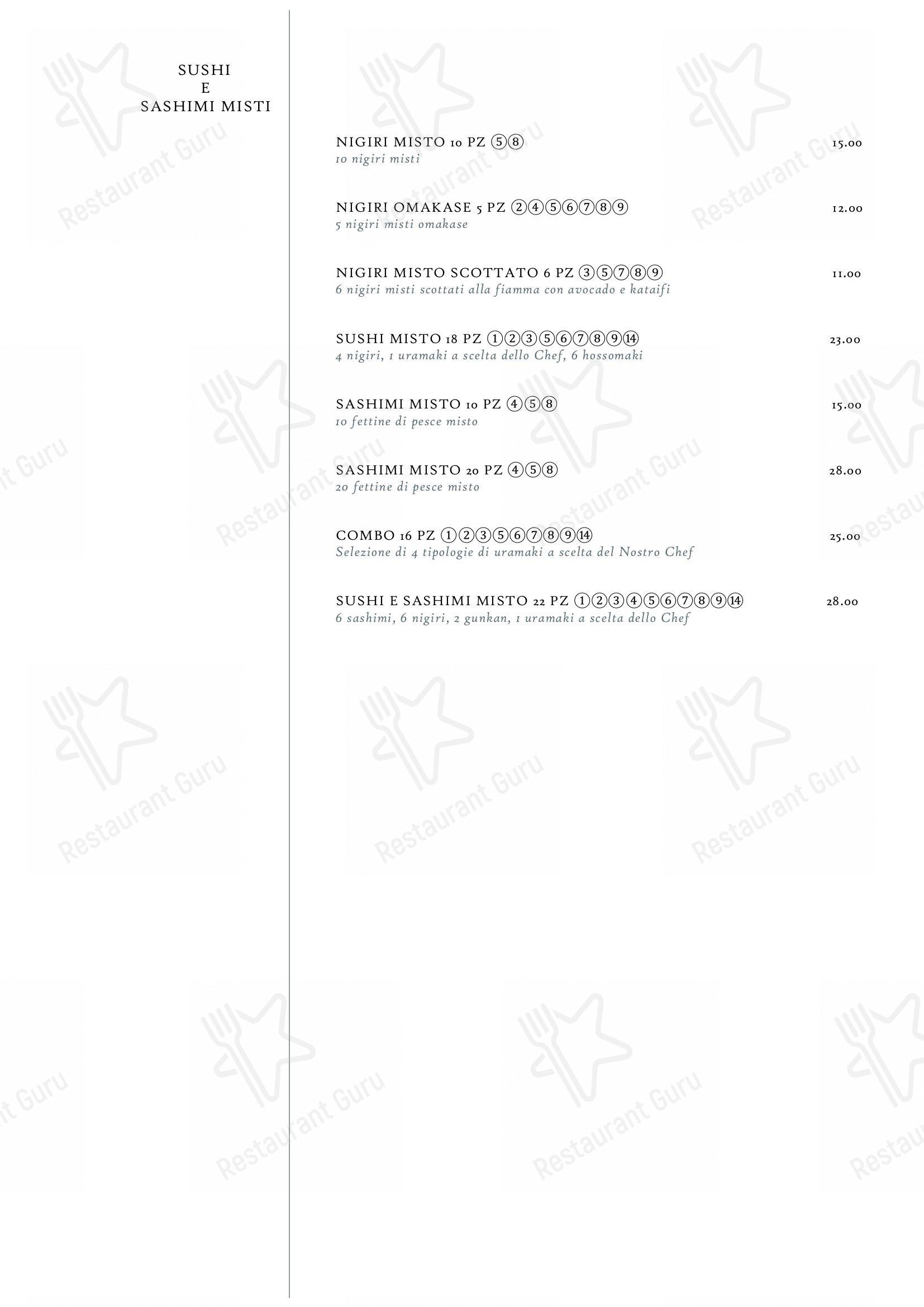 Menu per Hoseki in Firenze