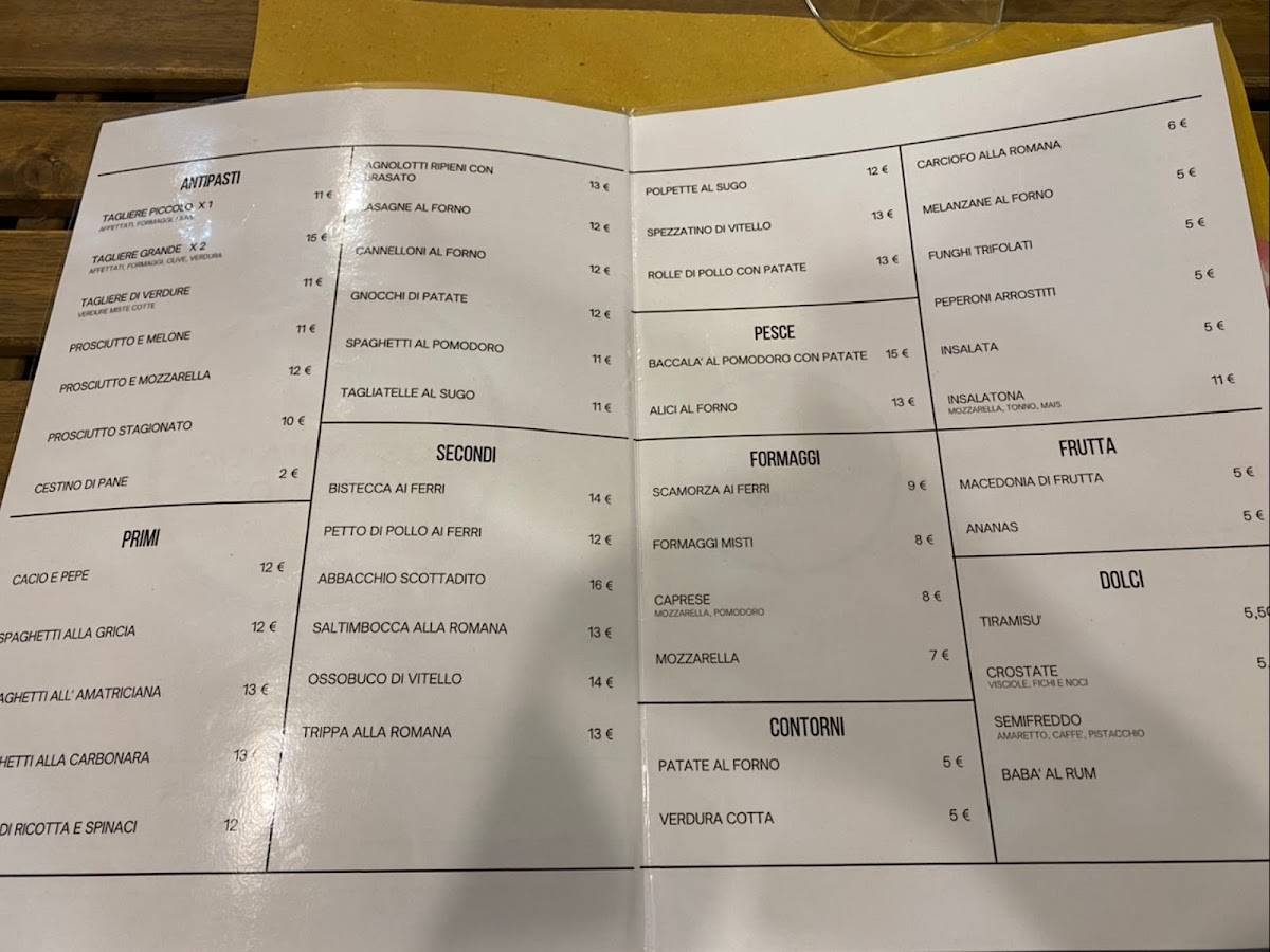 Menu di Hostaria Da Bruno 