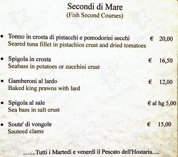 Menu di Hostaria Po 