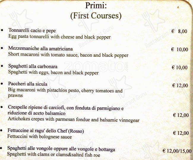 Menu di Hostaria Po 