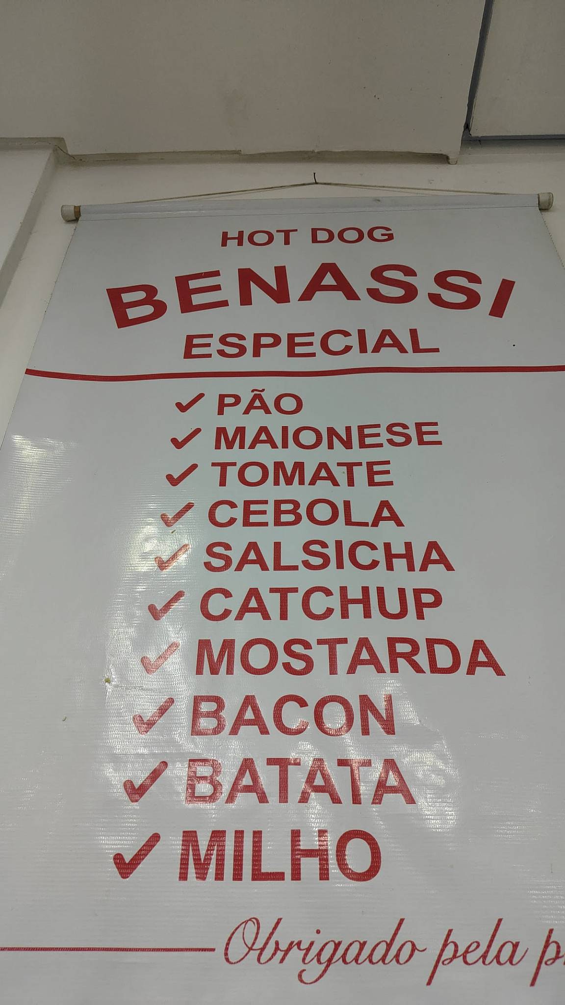 Hot Dog Benassi - Água Verde cardápio