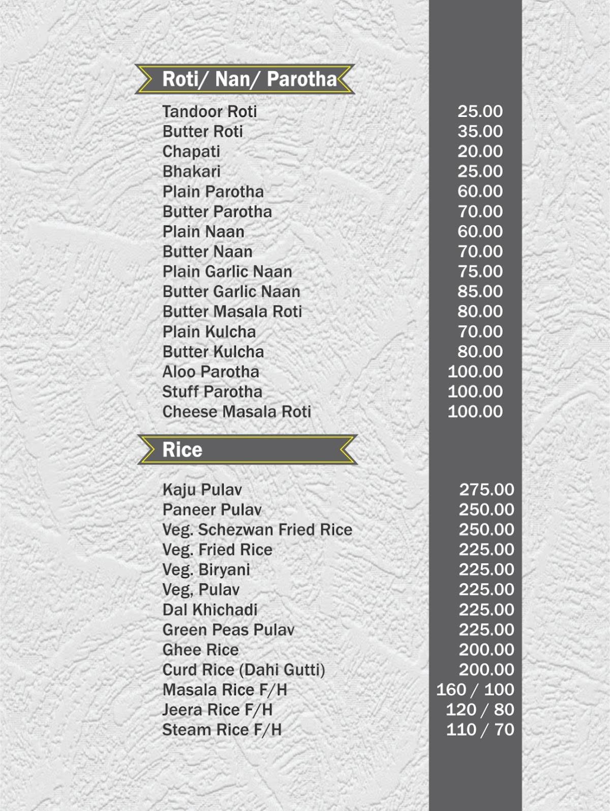 Hotel Nandanvan menu