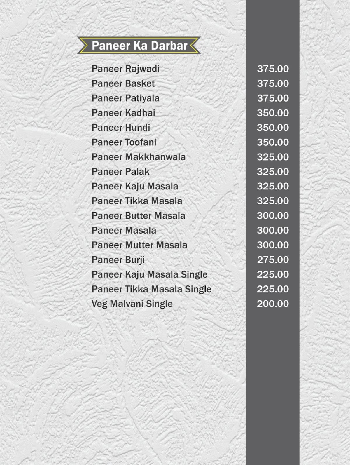 Hotel Nandanvan menu