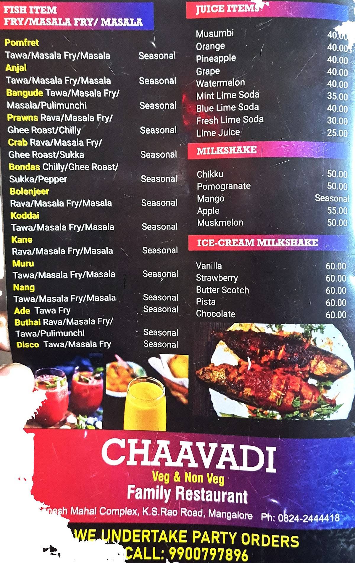 Hotel Chaavadi menu