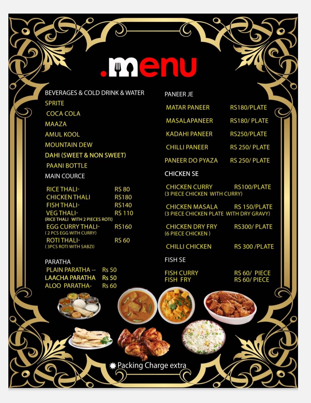 Hotel royal residency menu