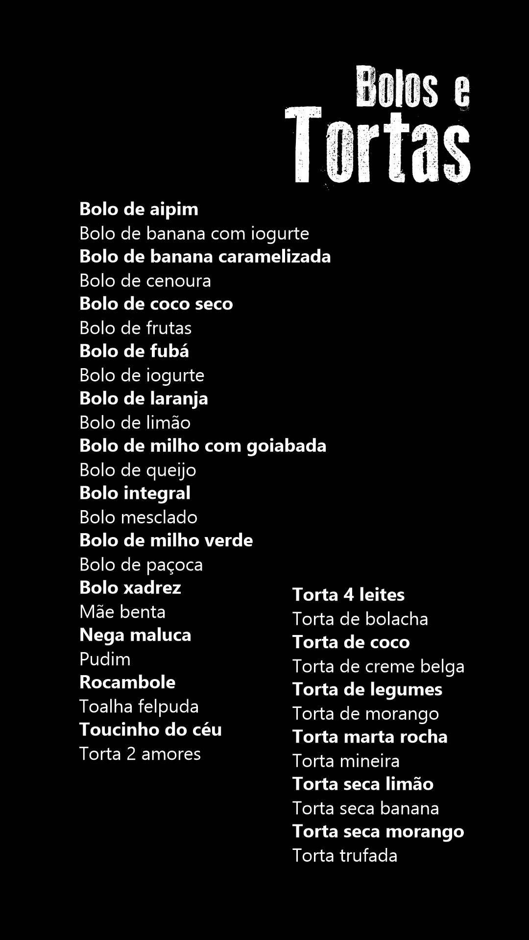 Casa do Pão cardápio
