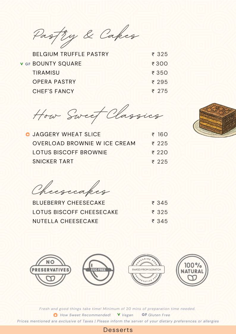 How Sweet Bakery & Cafe menu