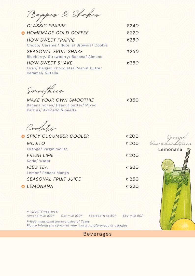 How Sweet Bakery & Cafe menu