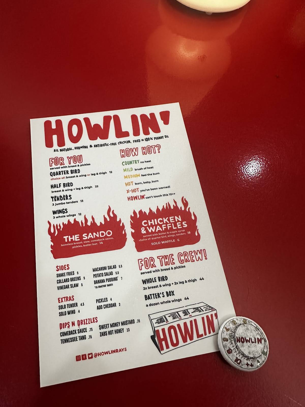 Menu at Howlin' Ray's Hot Chicken - Chinatown restaurant, Los Angeles ...