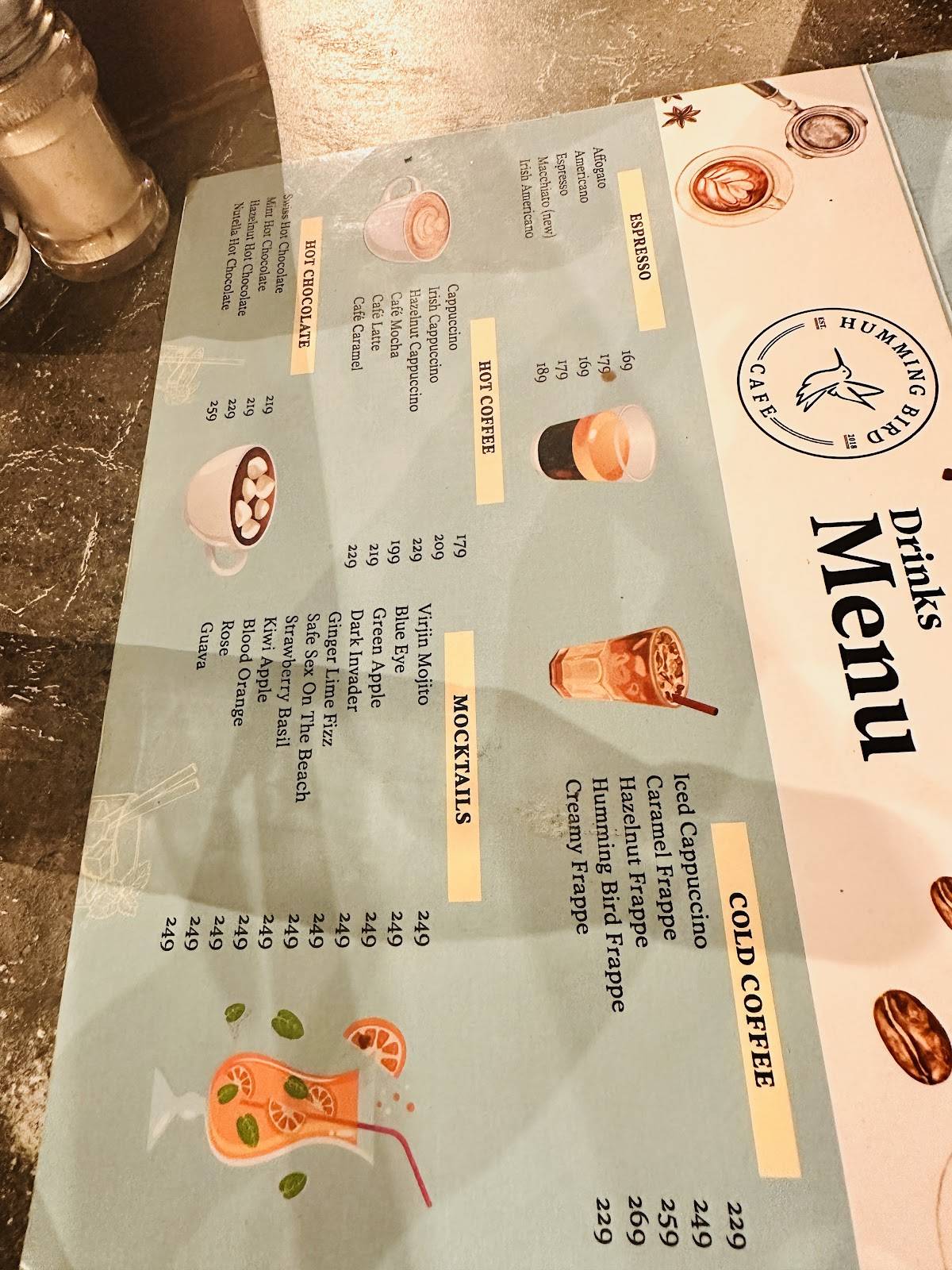 Humming Bird Cafe menu