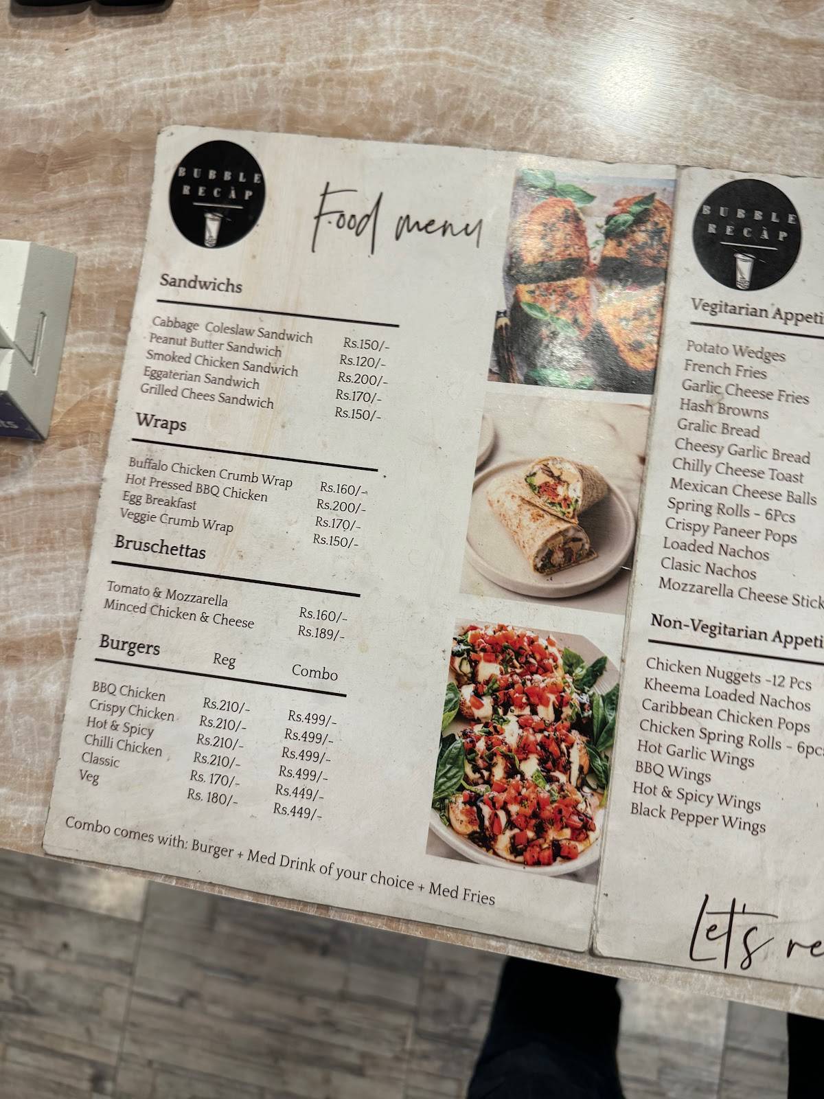Bubble Recàp menu
