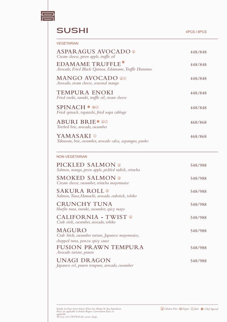 Noho Progressive Asian House menu