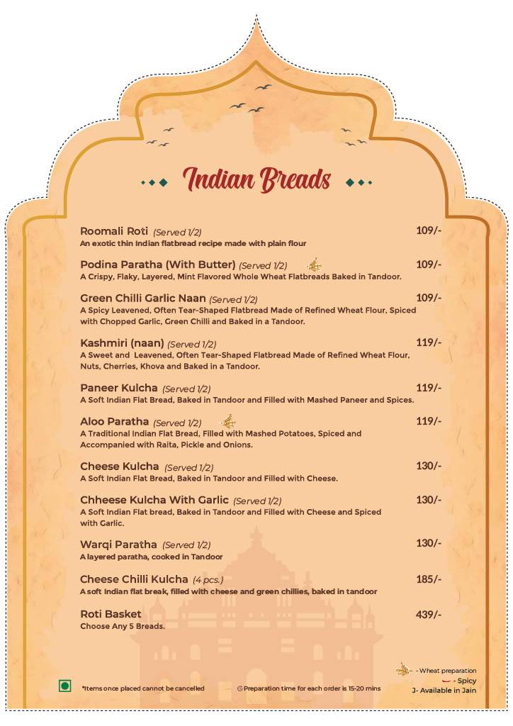 Parampara - Flavours Of India menu
