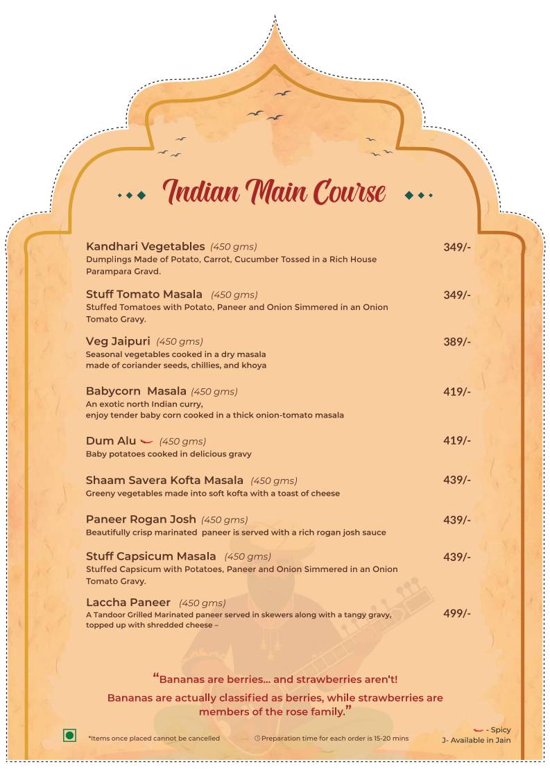 Parampara - Flavours Of India menu