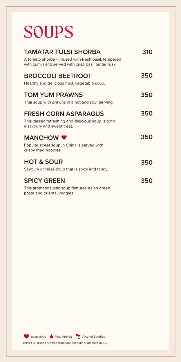 So The Sky Kitchen menu