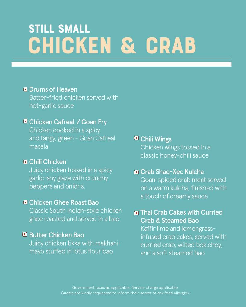 The Fisherman's Wharf, Hyderabad menu