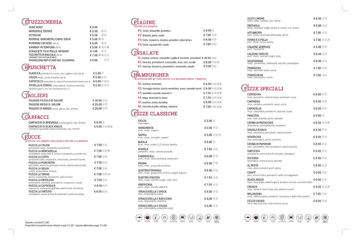 Menu di Pizzeria "I 5 Sensi" Pizza e Taglieri 