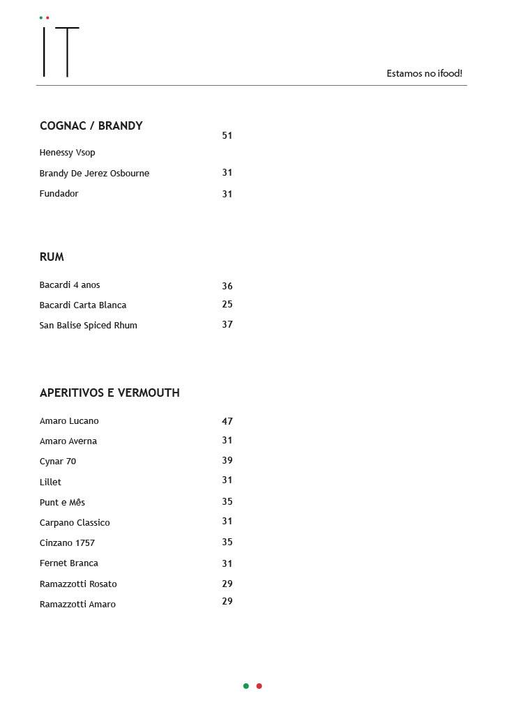 IT Ristorante cardápio