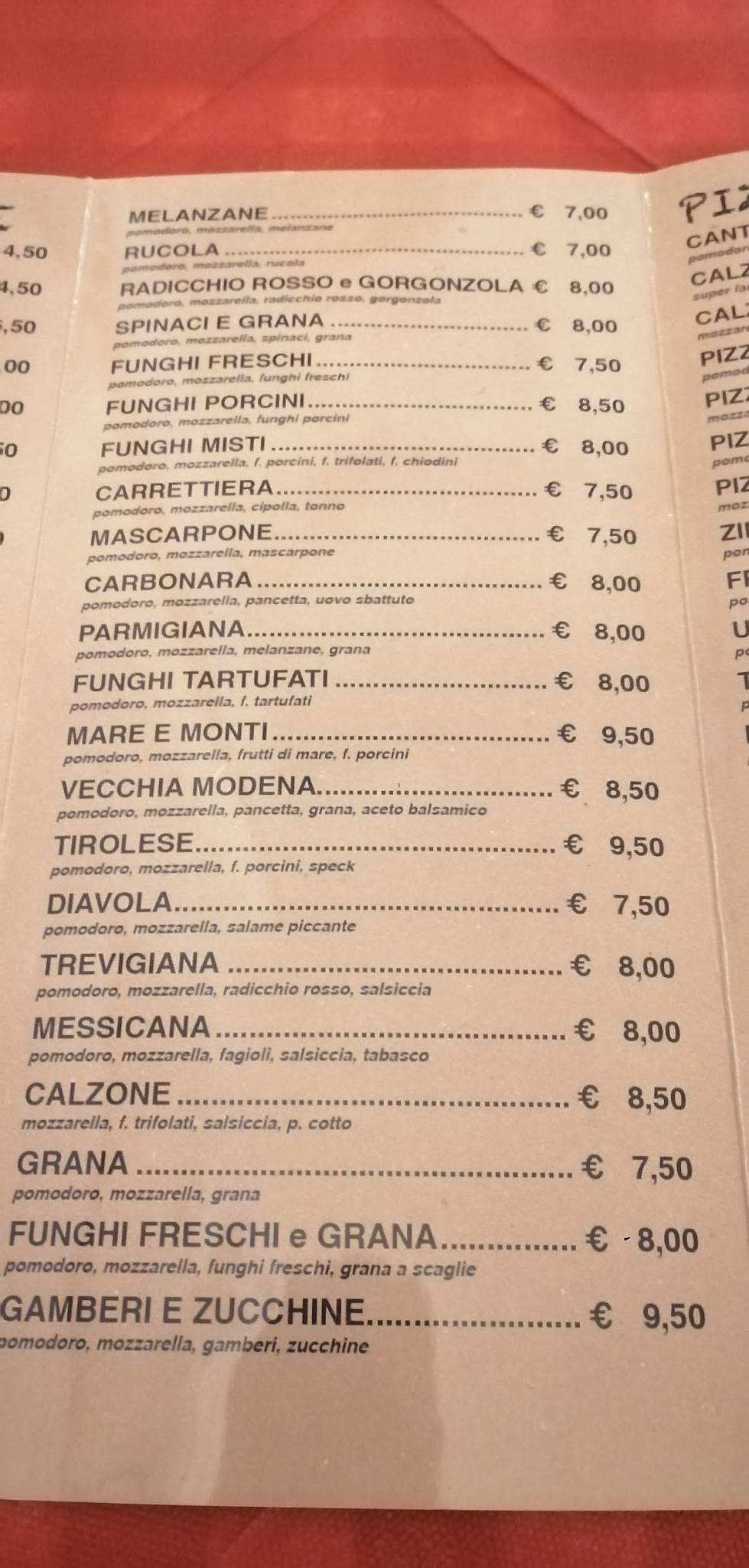 Menu di Il Cantagallo 