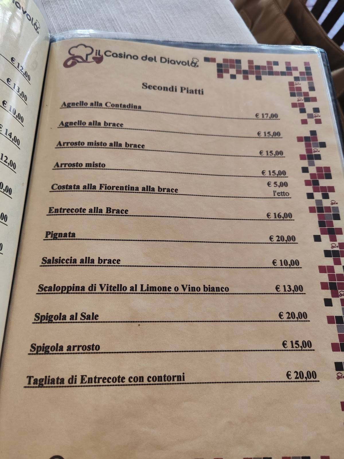 Menu di Il Casino del Diavolo 