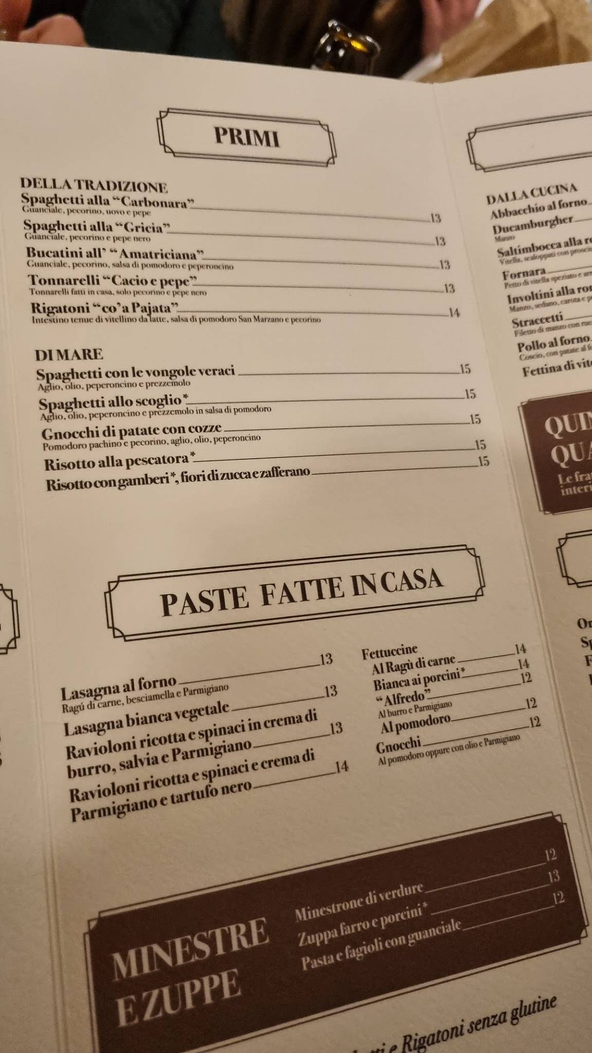 Menu di Il Duca in Trastevere 