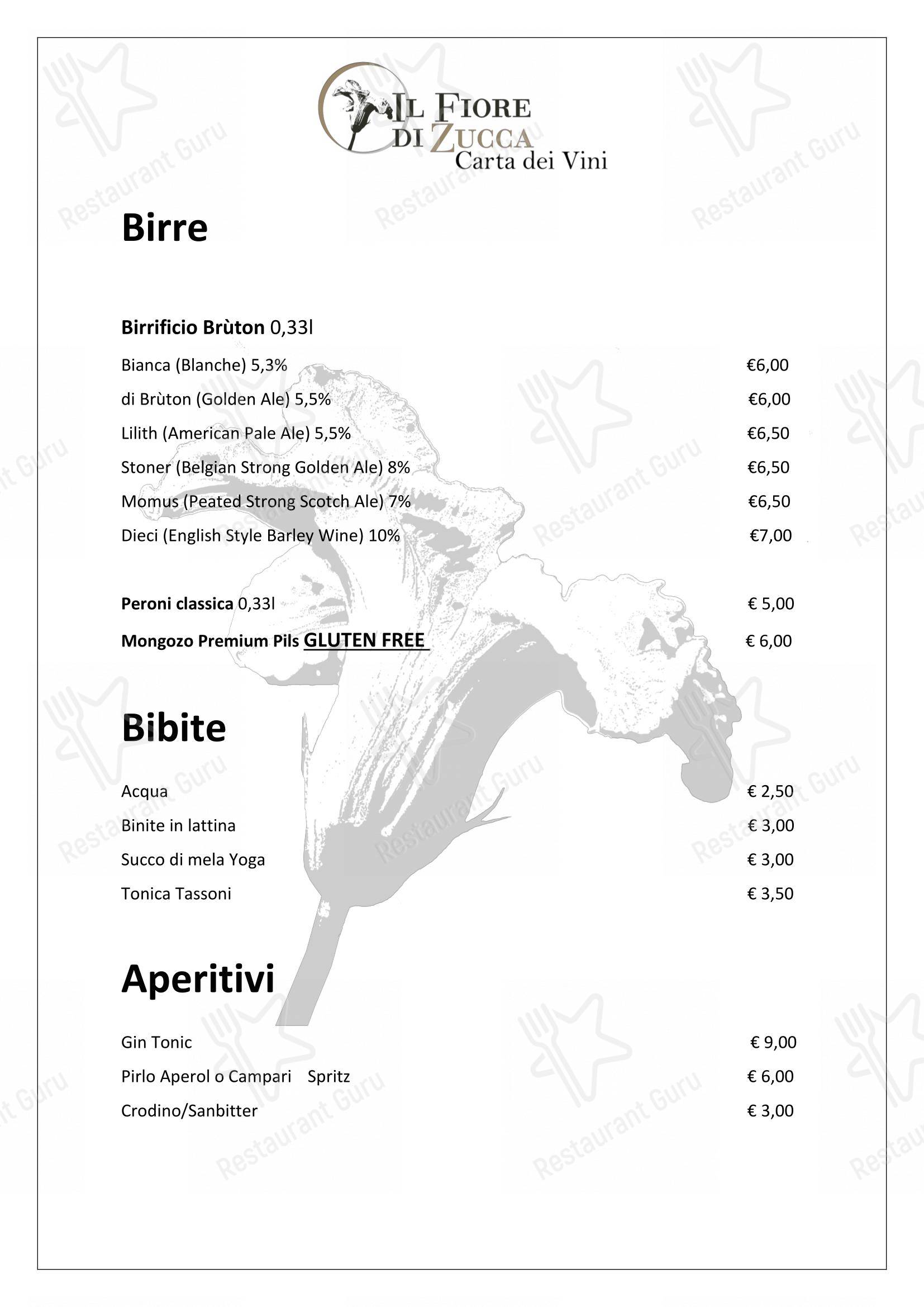 Menu di Il Fiore di Zucca - Menu bar