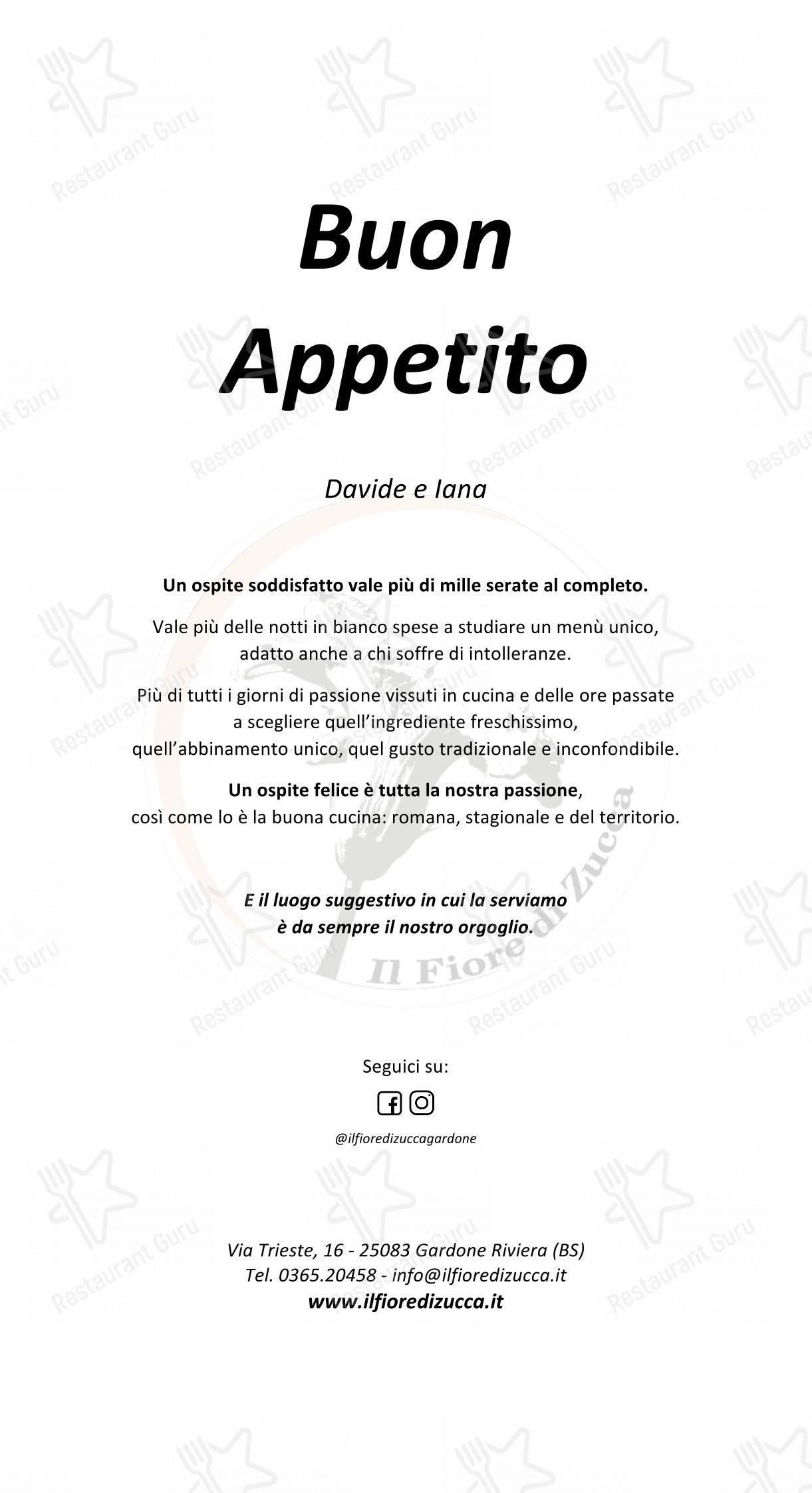 Menu per Il Fiore di Zucca in Gardone Riviera