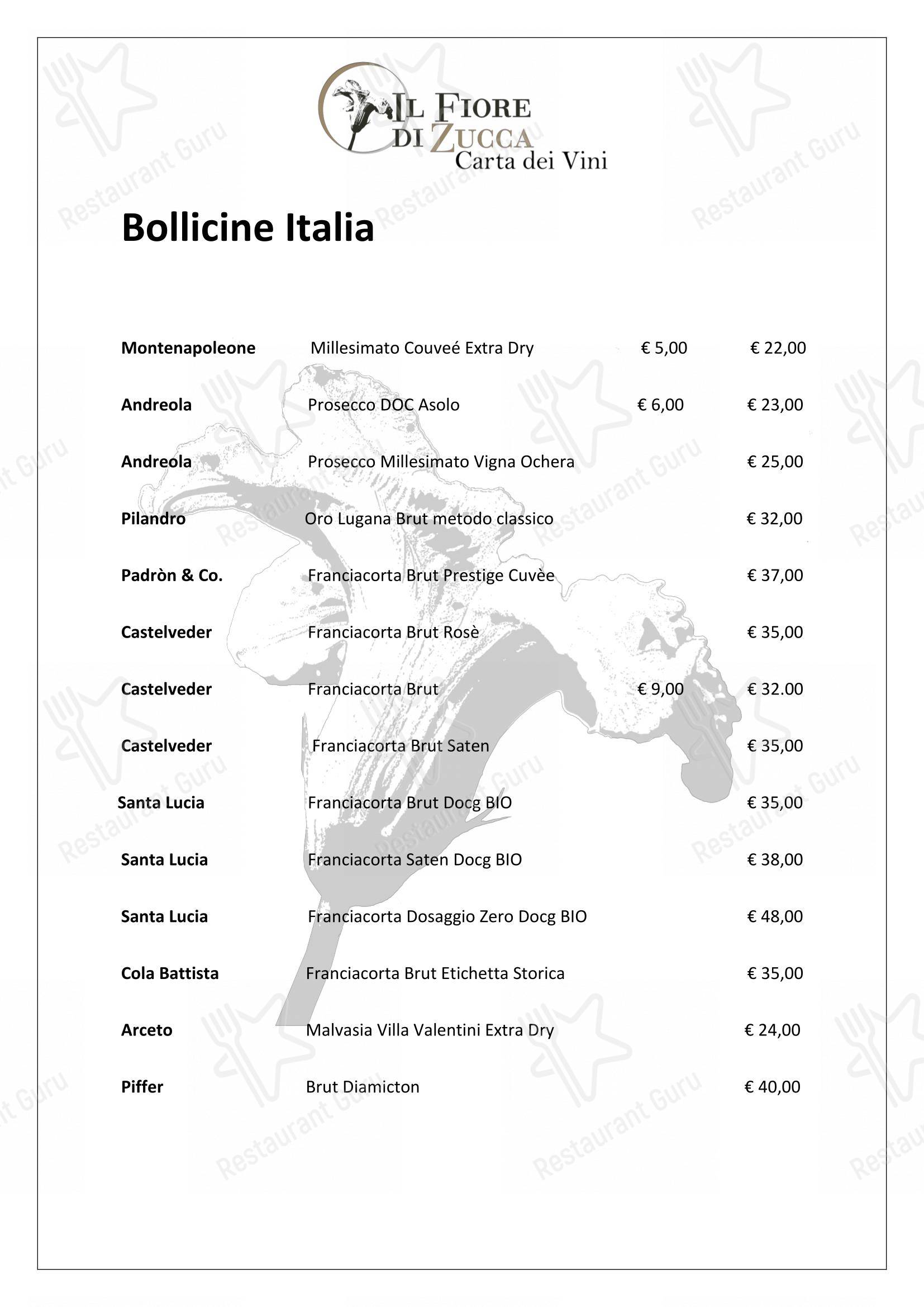 Menu bar per Il Fiore di Zucca in Gardone Riviera