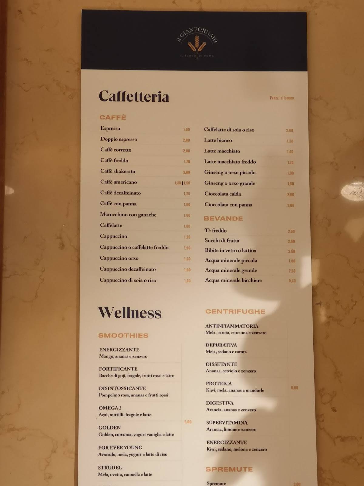 Menu di Il Gianfornaio - Spagna 