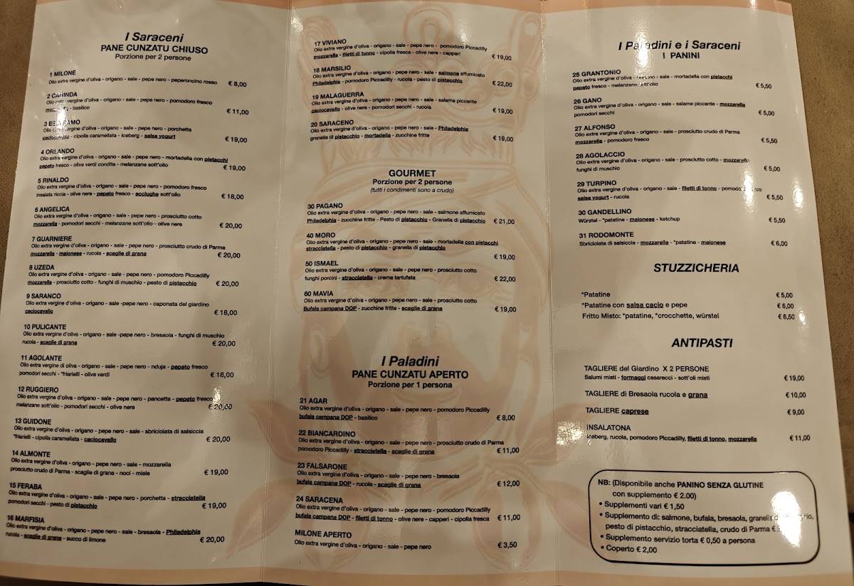 Menu di Il Giardino Saraceno PANE CUNZATU Roccalumera 