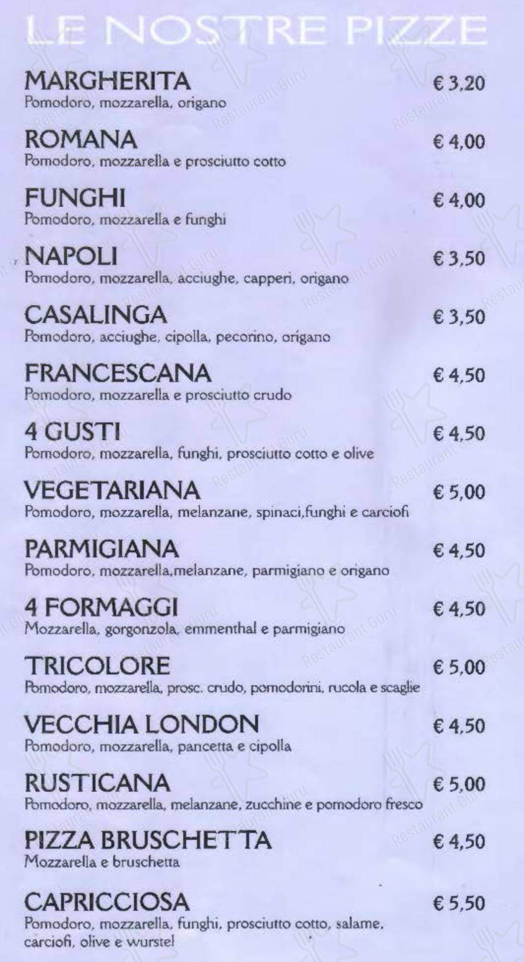 Основное меню per Il Granaio in Roccapalumba