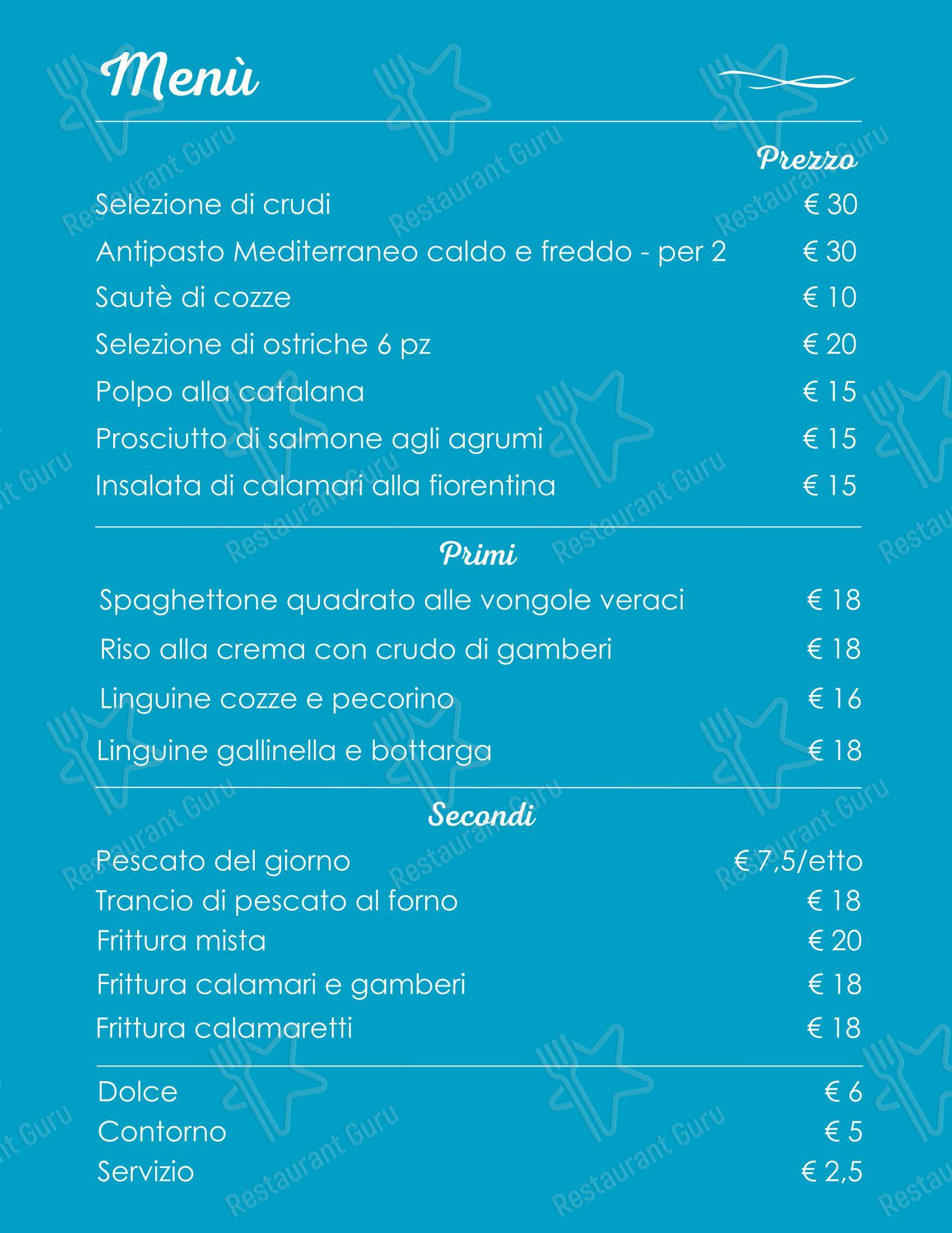 Menu per Il Mediterraneo Beach Resort in Santa Marinella