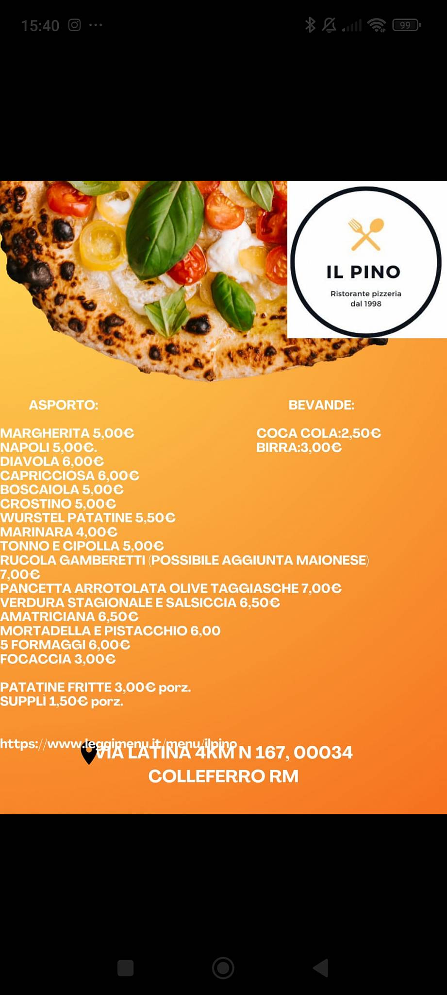 Menu di Il Pino 