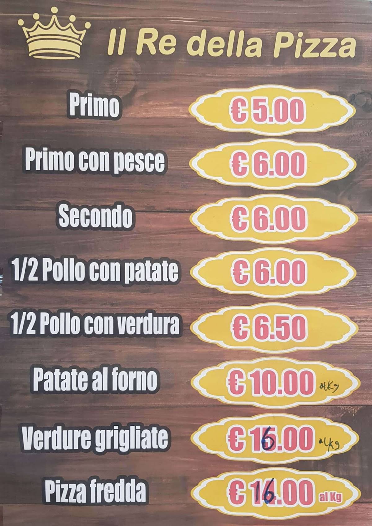 Menu di Il Re delle Pizza 1 e la Tavola Calda 