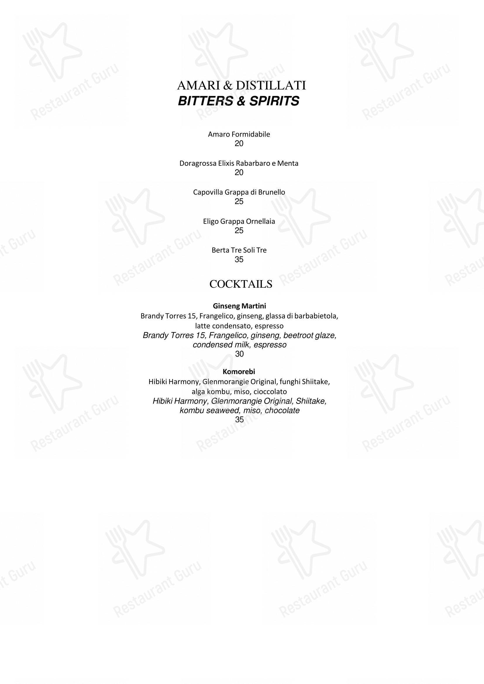 Menu di Il Ristorante - Niko Romito Roma - Коктейльная карта