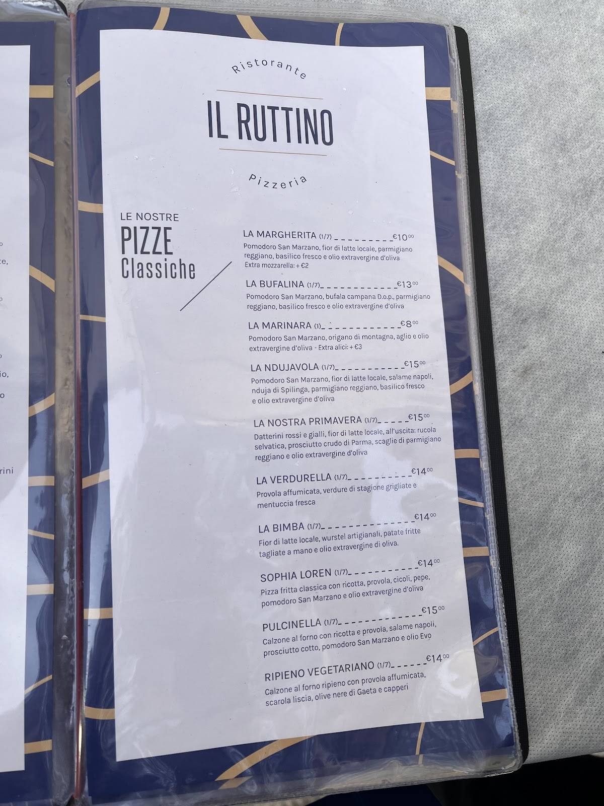 Menu de Il Ruttino