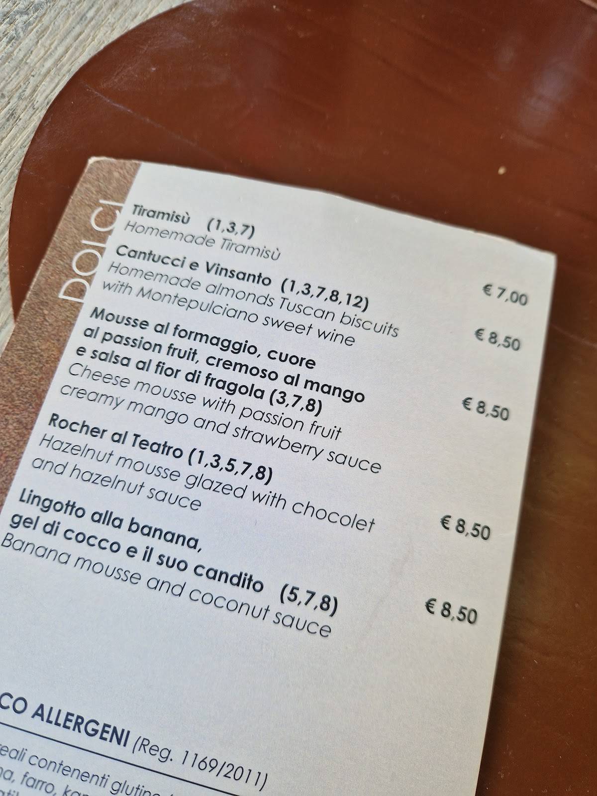 Menu di Il Teatro Cucina Toscana 