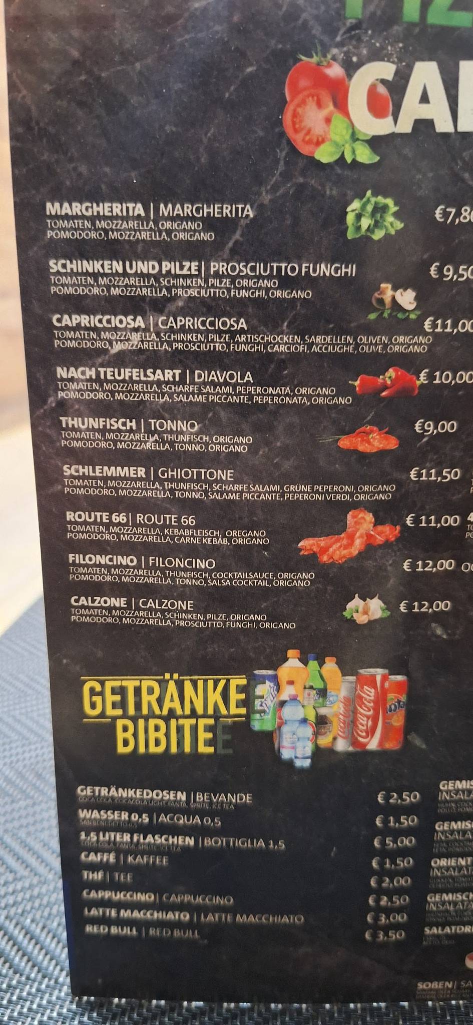 Menu di Imbiss Route 66...pizza...kebab...grill.. 