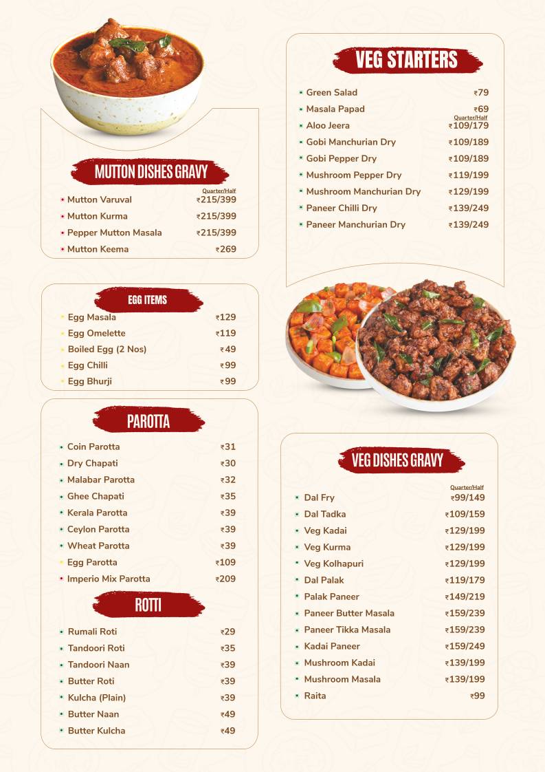 Imperio Restaurant menu