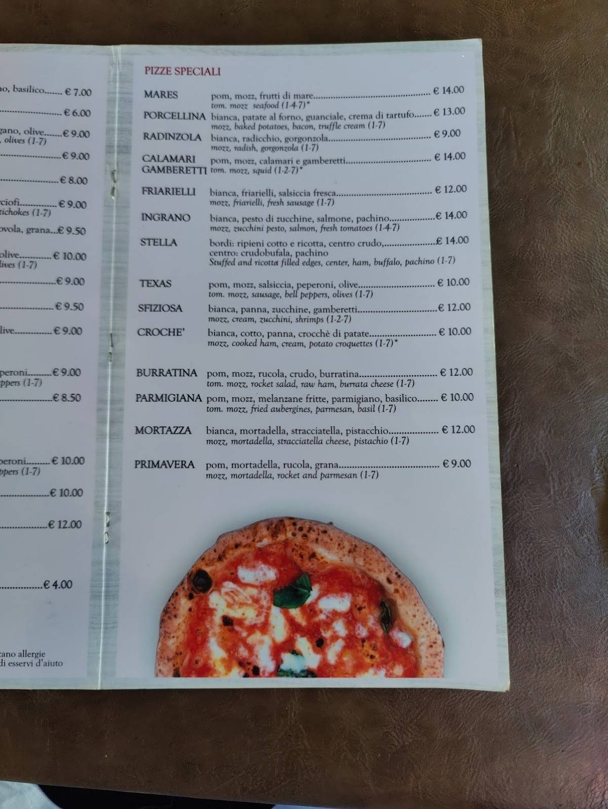 Menu di In Grano Pizzeria 