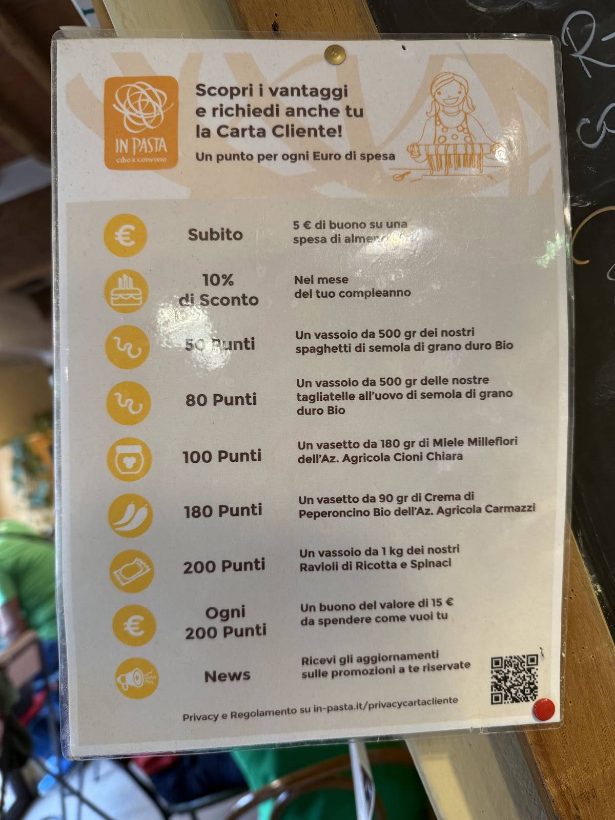 Menu di In Pasta - cibo e convivio 