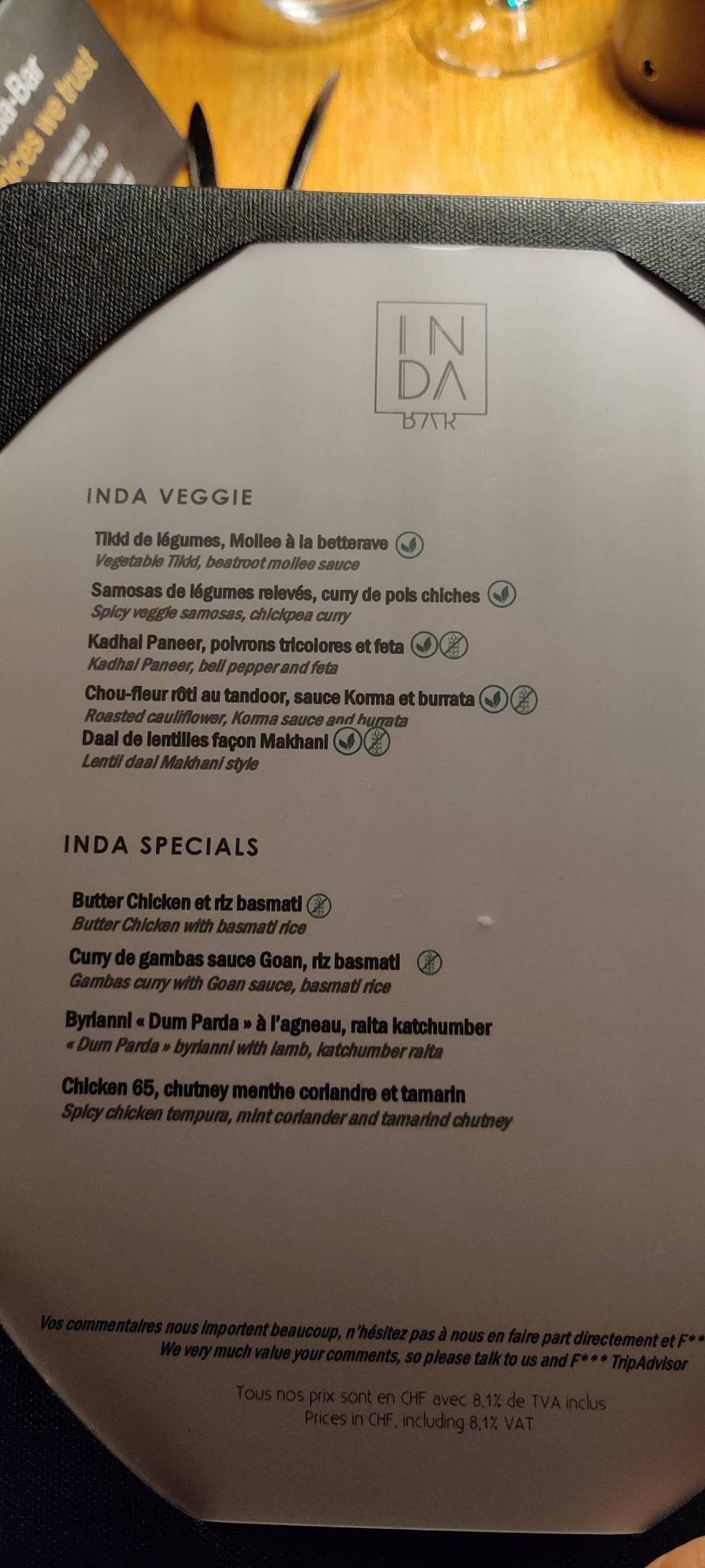 Menu di Inda-Bar 