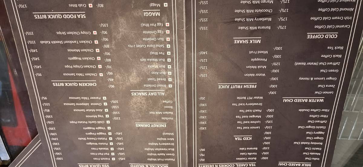 India Chai Lounge menu